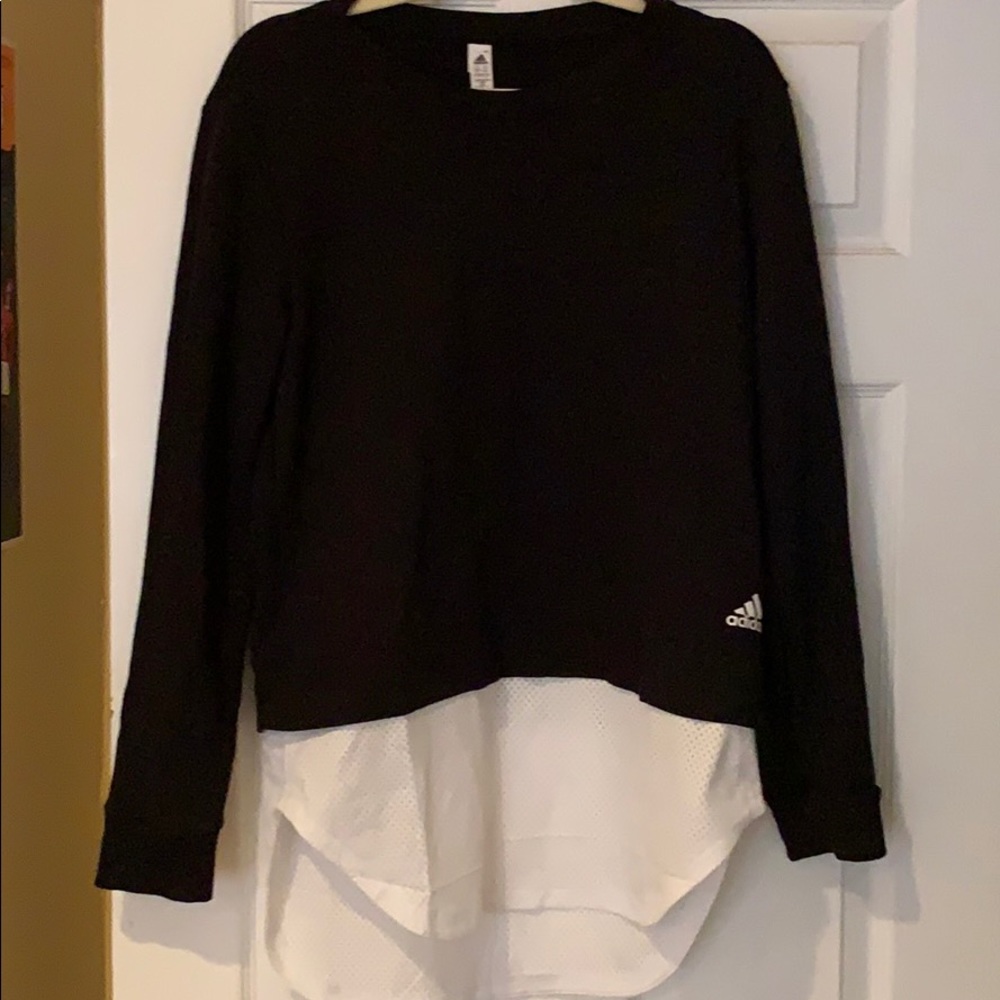 Black Adidas Crew Neck with Mesh Bottom - Medium